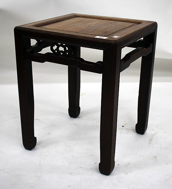 Appraisal: A TH CENTURY CHINESE PEDOUK WOOD URN STAND the square