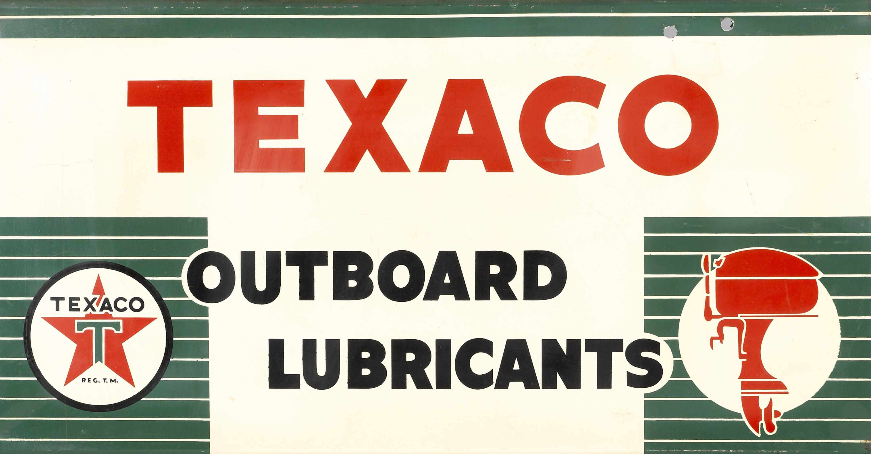 Appraisal: A Texaco Outboard Lubricants oil rack sign multi-colored painted tin