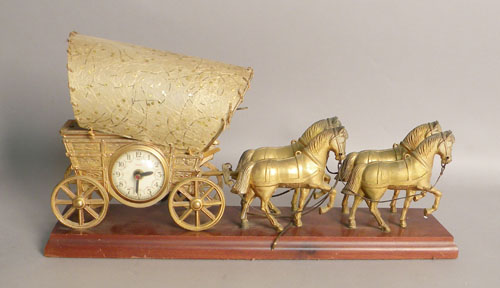 Appraisal: Gilt metal horse and carriage shelf clock by United h