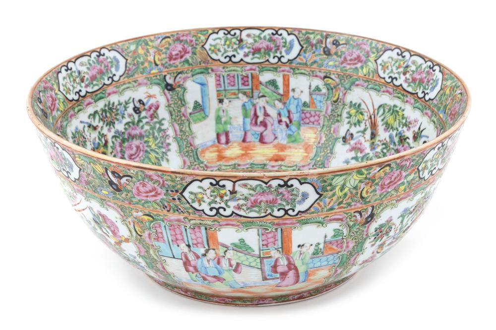 Appraisal: CHINESE EXPORT ROSE MANDARIN PORCELAIN PUNCH BOWL CIRCA HEIGHT DIAMETER