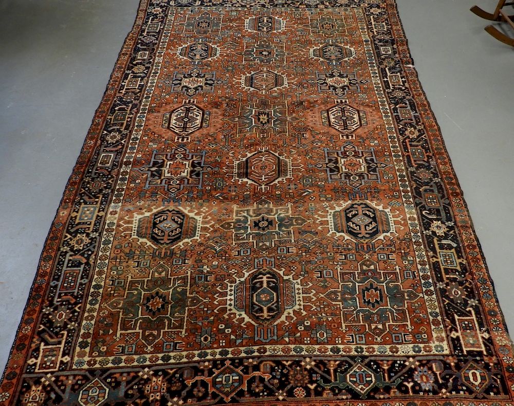 Appraisal: Antique Persian Oriental Karaja Pattern Carpet Rug Persia Early th