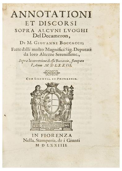 Appraisal: BOCCACCIO Giovanni - Annotationi Et Discorsi Sopra Alcuni Luoghi del