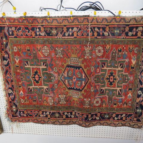 Appraisal: Hamadan Persian Handmade Rug geometrics ' X ' worn