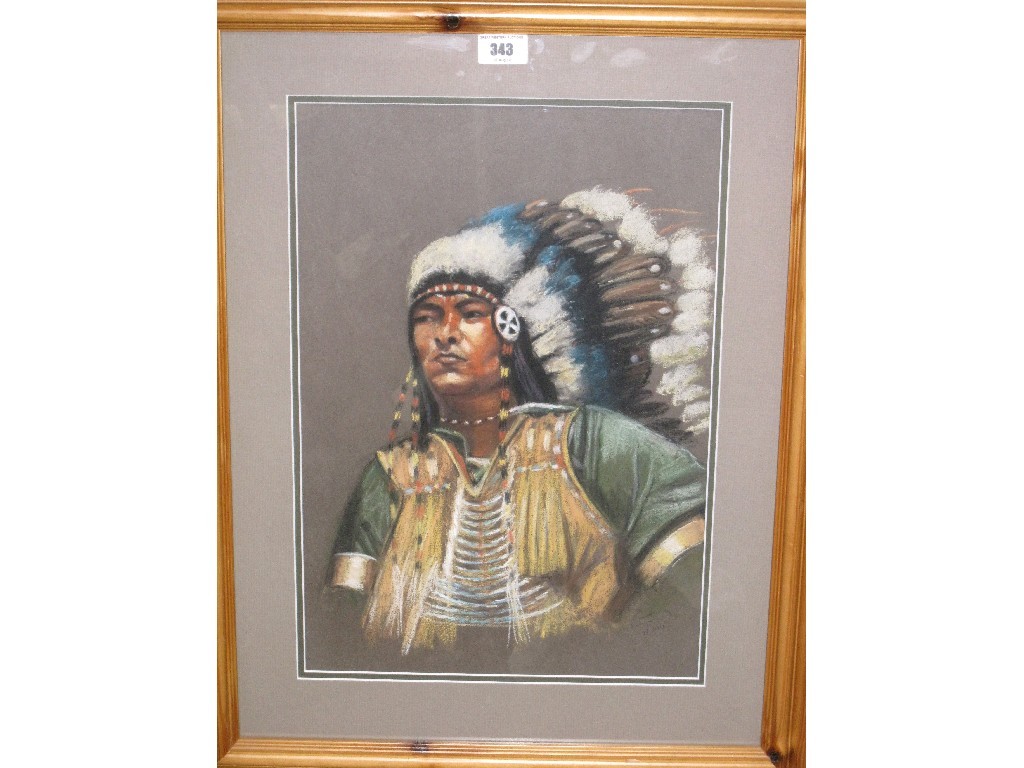 Appraisal: SUE JONES RA Pastel of a 'Native American Chief' signed