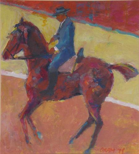 Appraisal: ANN ORAM SCOTTISH B RIDER Signed and dated ' oil