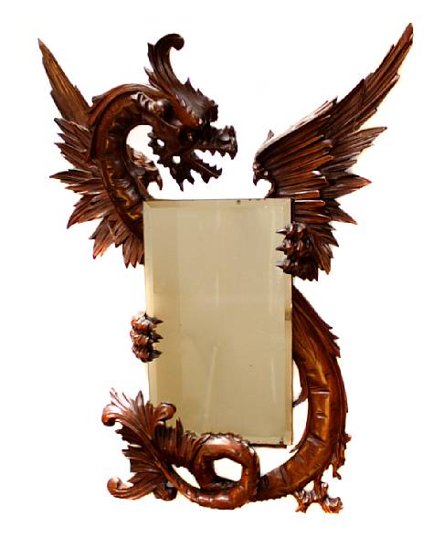 Appraisal: A chinoiserie style carved softwood mirror height in width in