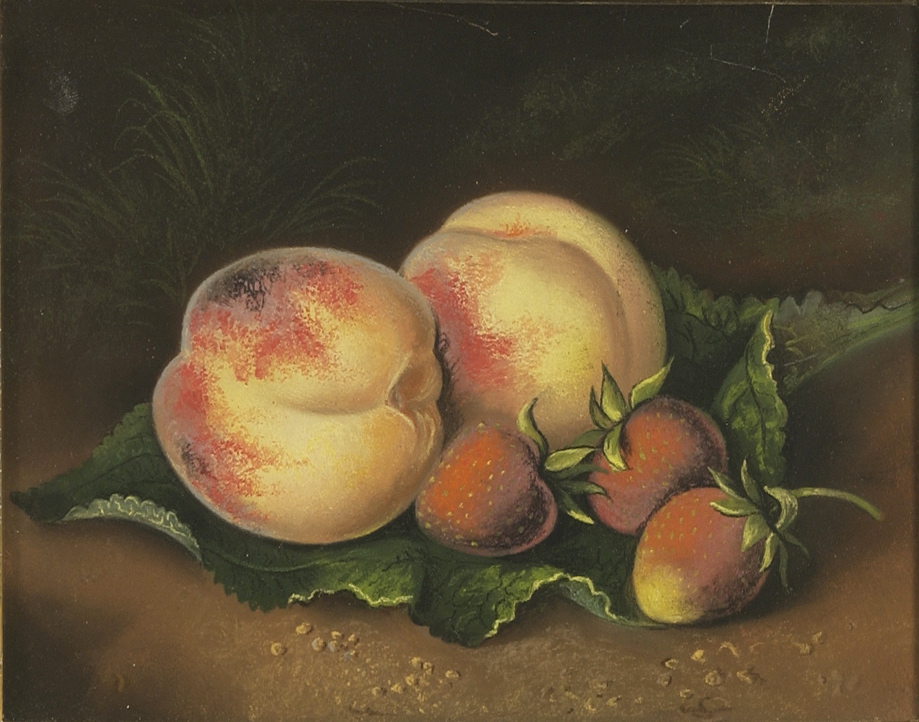 Appraisal: AMERICAN SCHOOLEarly th CenturyStill life with peaches and strawberries Unsigned