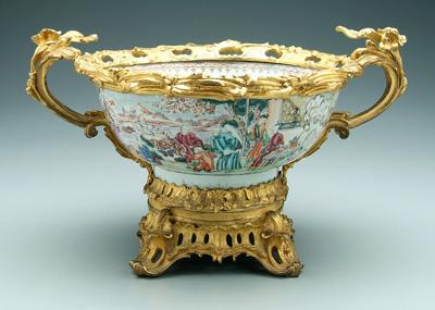 Appraisal: Ormolu mounted Chinese export bowl exterior scenes of families watching