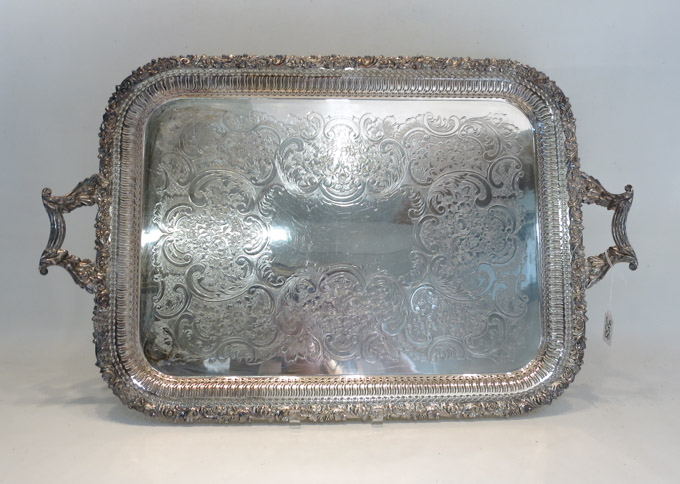 Appraisal: BIRKS REGENCY PLATE SILVER-PLATED TRAY of rectangular form with flanking