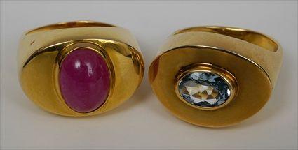 Appraisal: TWO K GOLD RINGS One with a ruby the other