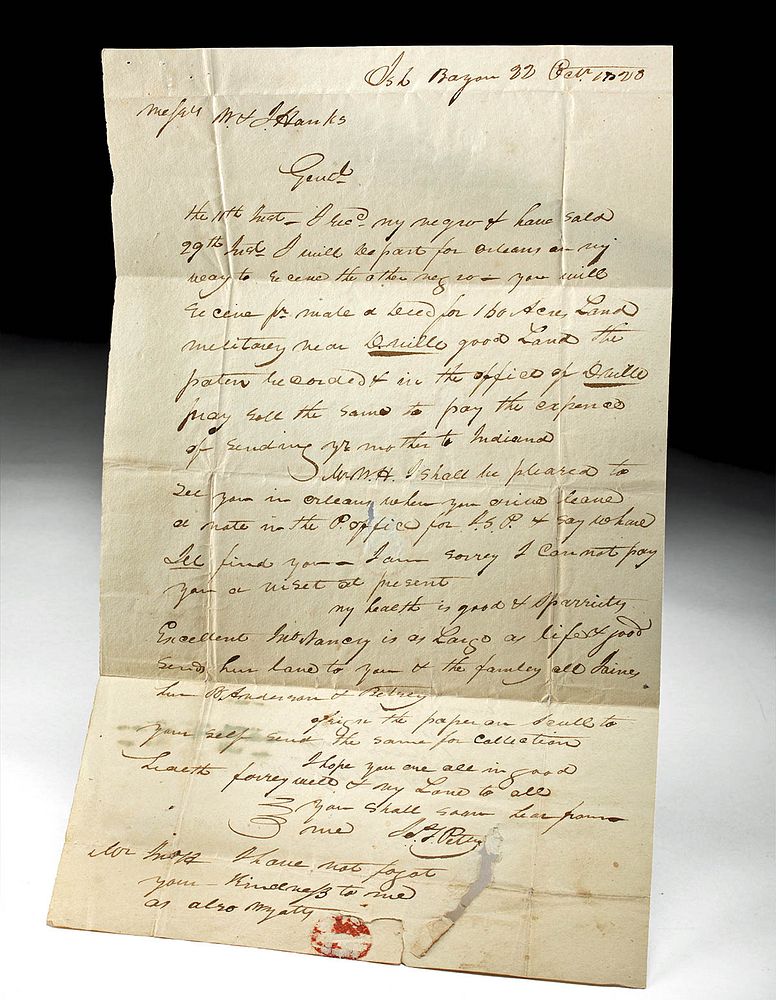 Appraisal: American Paper Letter - Arkansas to New Orleans North America