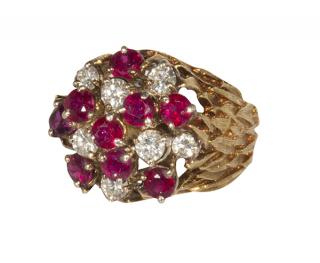 Appraisal: Ruby diamond k yellow gold ring Ruby diamond k yellow