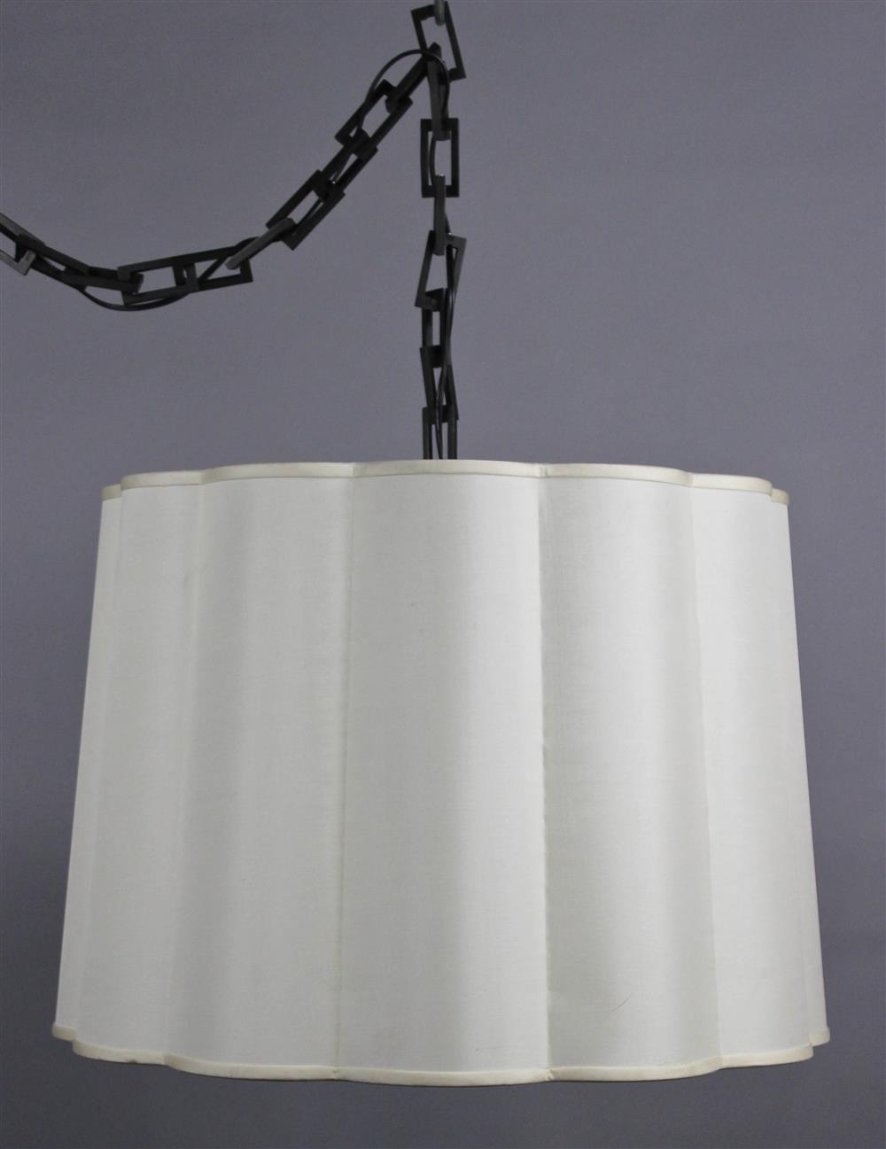 Appraisal: LARGE CONTEMPORARY SCALLOPED DRUM CHANDELIER lights radiating from a central