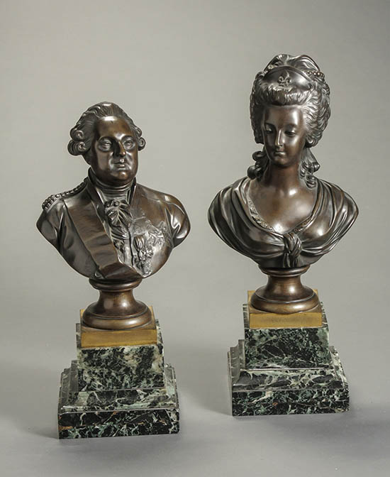 Appraisal: Pair of French Bronze Figures of Louis XVI and Marie