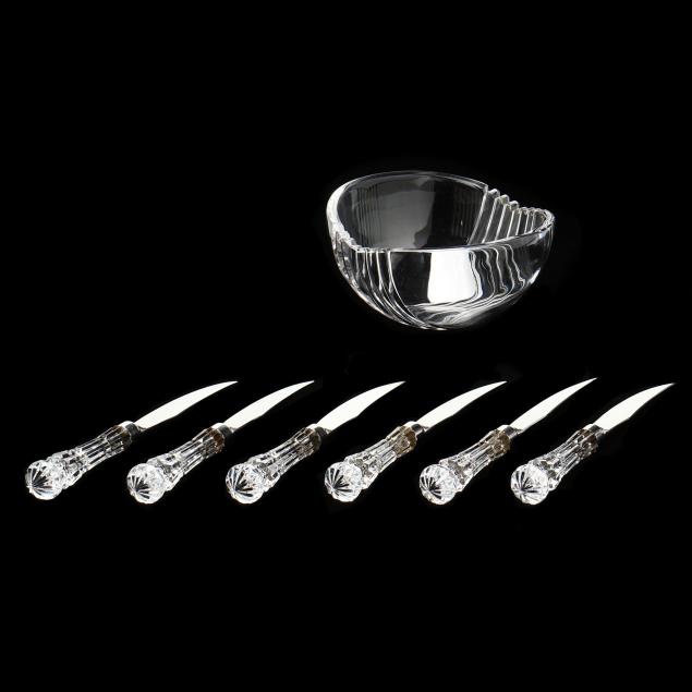 Appraisal: SIX WATERFORD CRYSTAL KNIVES AND A TIFFANY BOWL Including six