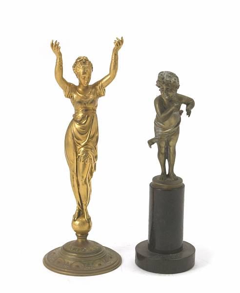 Appraisal: An Art Nouveau silvered-bronze figure of a fairy and two