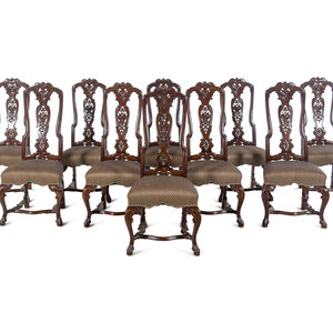 Appraisal: A Set of Ten Baroque Style Walnut Dining Chairs Likely