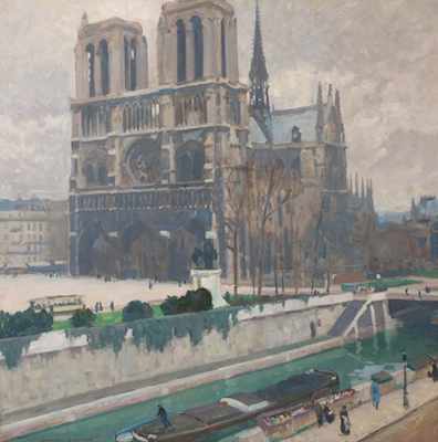 Appraisal: Cameron Burnside American - Notre Dame Cathedral Oil on canvas