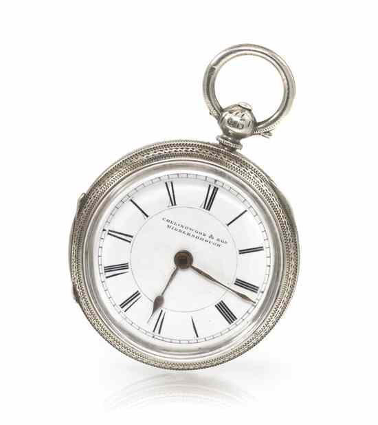 Appraisal: A Sterling Silver Open Face Key Wound Pocket Watch Collingwood