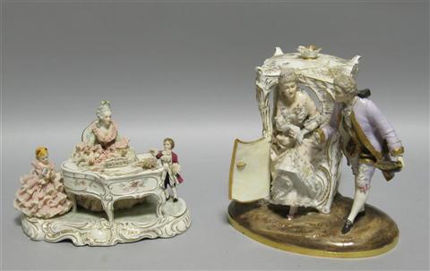 Appraisal: GERMAN PORCELAIN MUSICAL GROUP Blue mark for Muller Co Irish