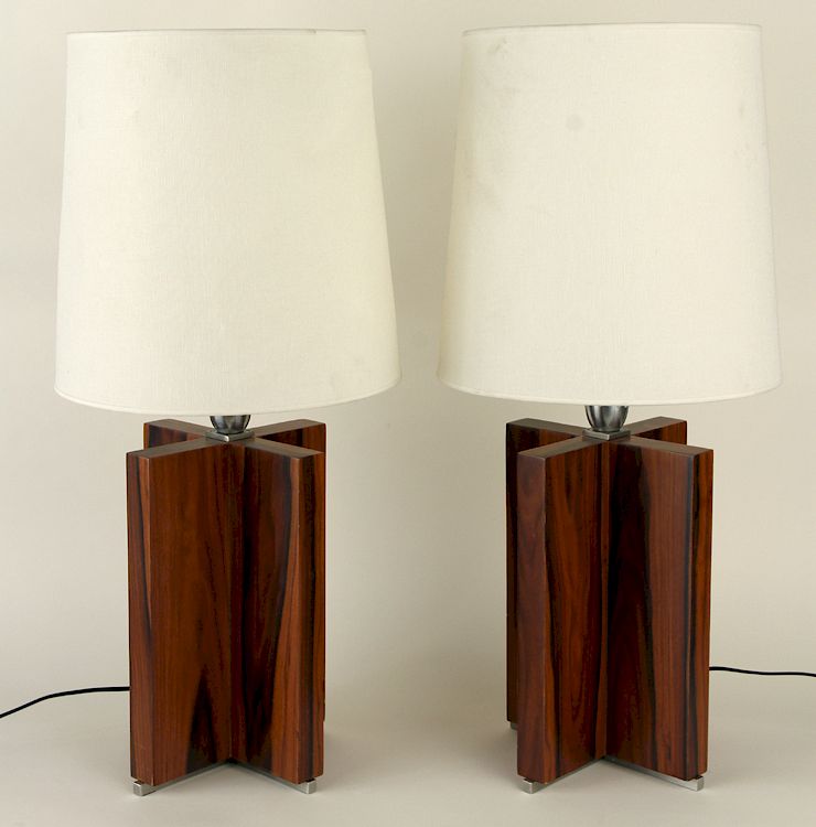 Appraisal: PR MACASSAR X FORM TABLE LAMPS JEAN MICHEL FRANK A