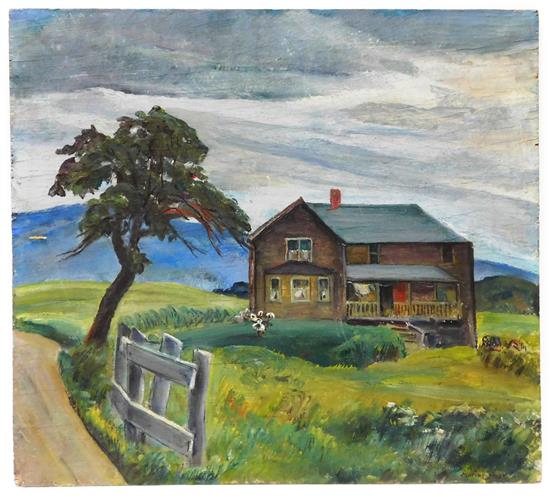 Appraisal: Marion Huse American - Farmhouse with Porch signed LR oil