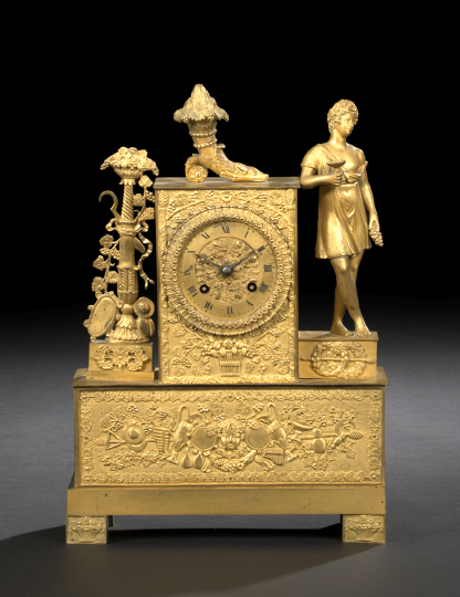 Appraisal: Louis-Philippe Matte Antique-Gilt Bronze Bacchus Mantel Clock second quarter th