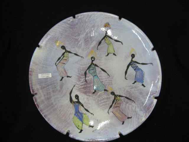 Appraisal: Marc Bellaire California Pottery Oversizedashtray '' diameter dancers excellent