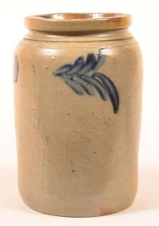 Appraisal: Unsigned th Century Stoneware Pottery Storage Crock Cobalt blue foliate