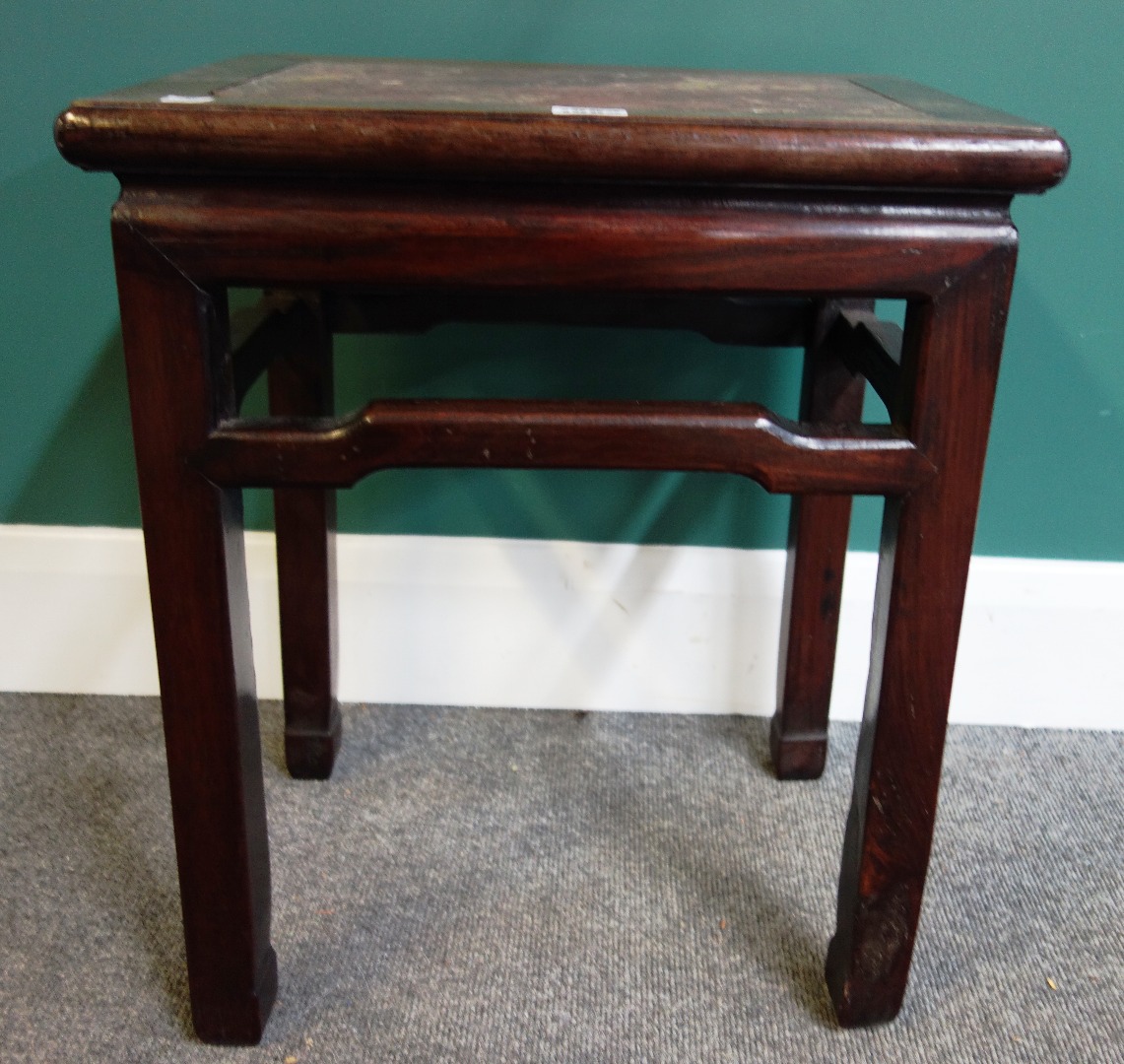 Appraisal: A late th century Chinese hardwood jardiniere stand with marble