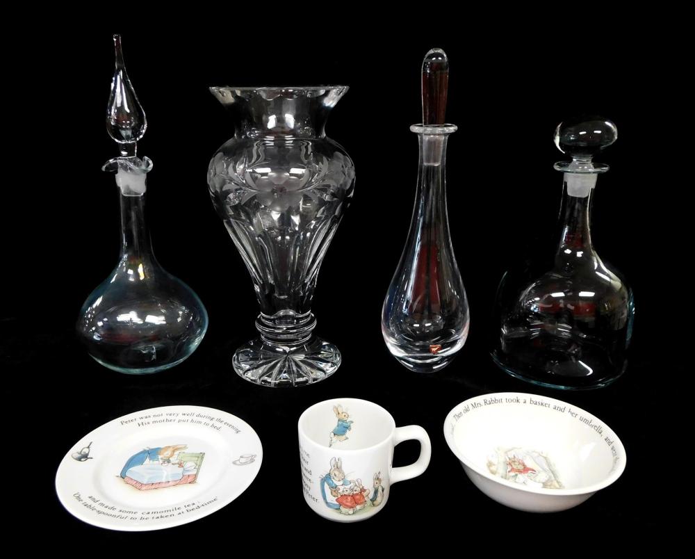 Appraisal: Five pieces of th C glass and china Orrefors Sweden