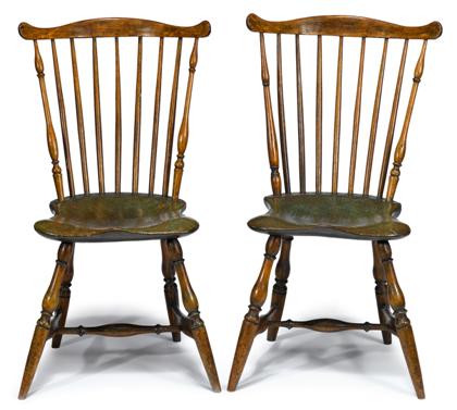 Appraisal: Pair of fan-back Windsor side chairs philadelphia pa late th