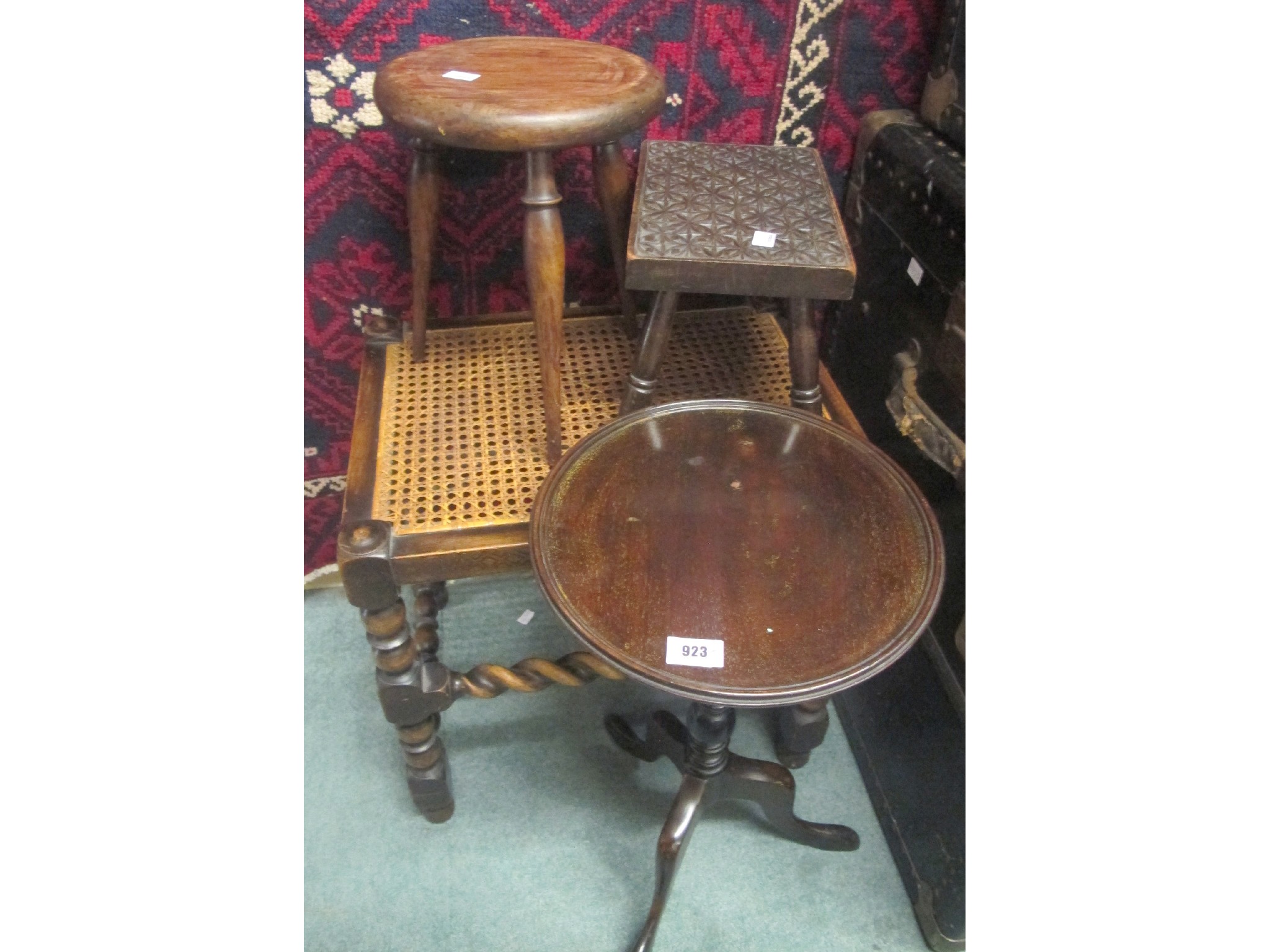 Appraisal: A mahogany footstool and three other stools