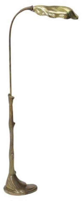 Appraisal: Art deco style brass floor lamp mid th c leaf