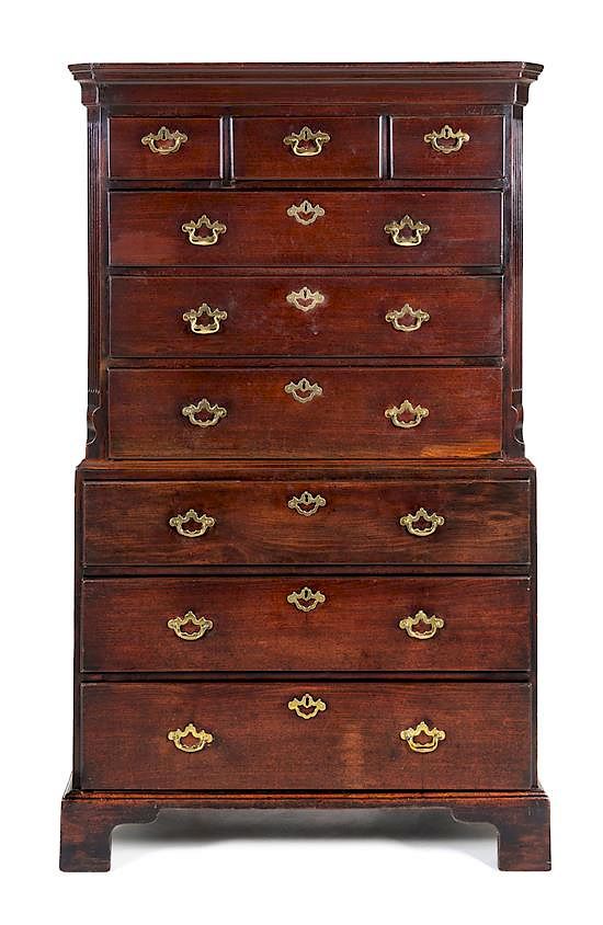 Appraisal: A George III Mahogany Chest-on-Chest Height x width x depth