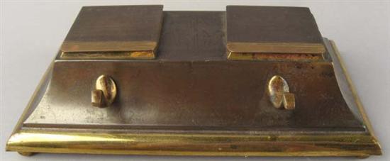 Appraisal: Deco Inkwell and Pen Holder copper and brass with milk