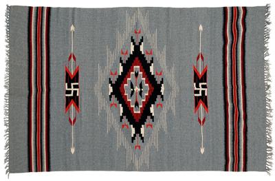 Appraisal: Finely woven Rio Grande rug central medallion with stepped borders