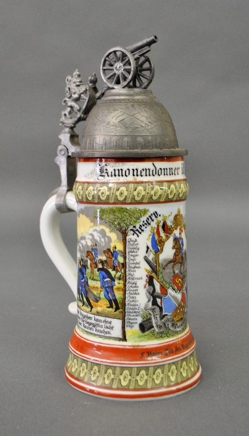 Appraisal: - German regimental artillery stein c with lithopane bottom h