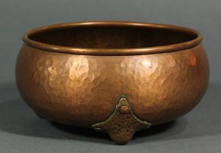 Appraisal: Arts and Crafts hammered copper nut bowl attributed to Gustav