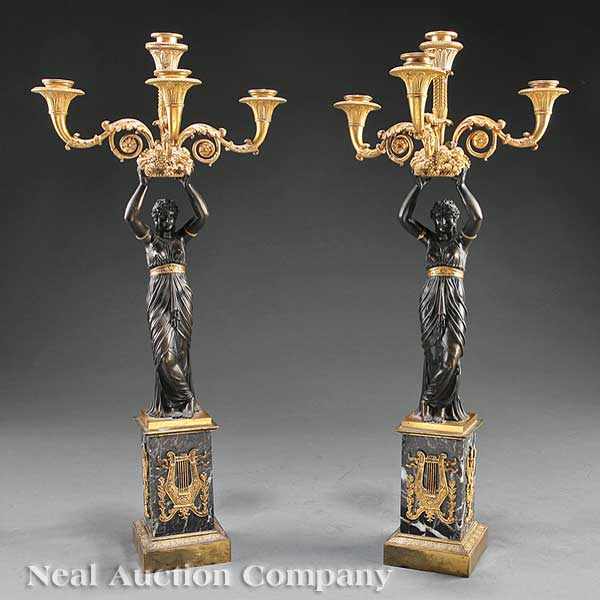 Appraisal: A Pair of Charles X Gilt and Patinated Bronze Figural