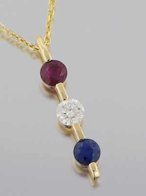 Appraisal: A Ladies' Ruby Diamond and Sapphire Pendant and Chain k