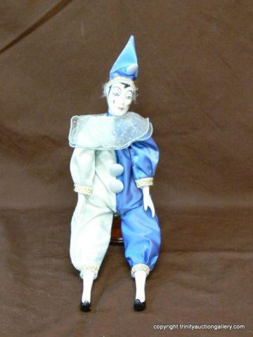 Appraisal: Porcelain Mime Clown Doll on Stand - approximately tall -