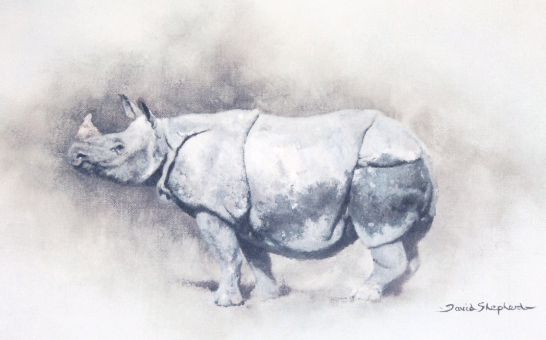 Appraisal: David Shepherd Indian Rhino print signed and watermarked ACA to