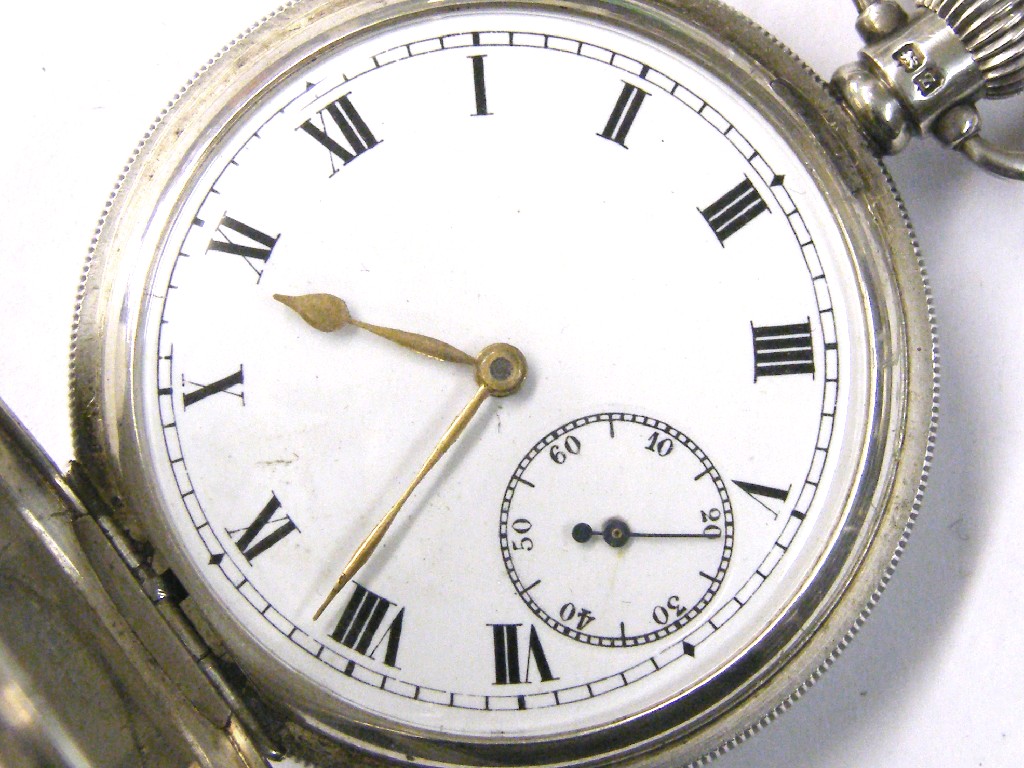 Appraisal: Swiss silver lever hunter pocket watch hallmarked Birmingham jewel movement