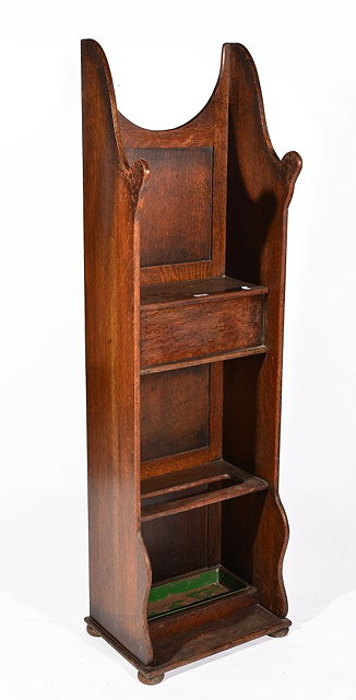 Appraisal: AN ARTS AND CRAFTS OAK STICK STAND with glove compartment