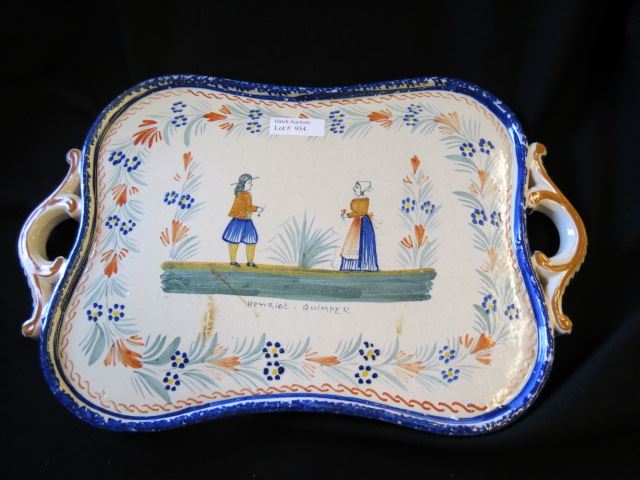 Appraisal: Henriot Quimper French Pottery Tray peasant boy and girl handled