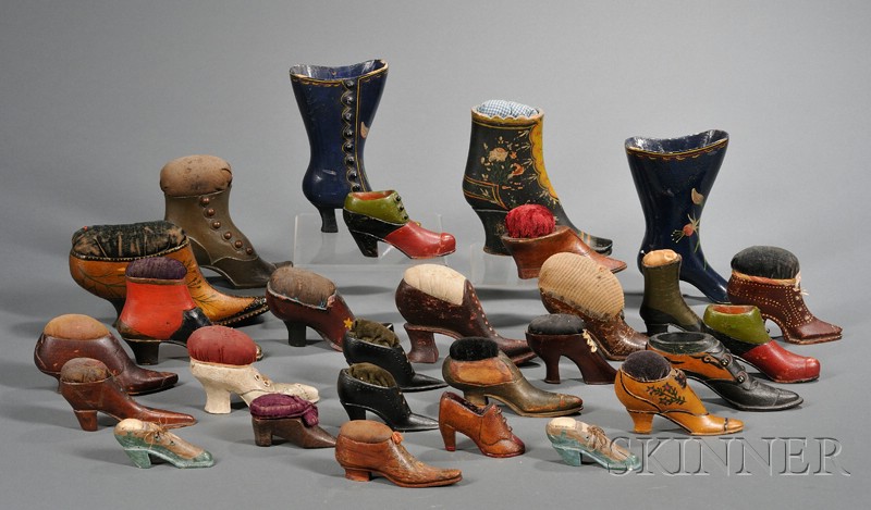 Appraisal: Collection of Twenty-eight Shoe-form Pincushions late th early th century