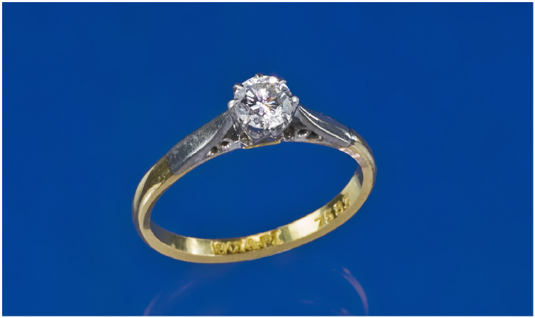 Appraisal: Eighteen Carat Gold and Platinum Single Stone Diamond Ring approx