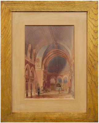 Appraisal: H Hawley architectural rendering cathedral interior designed by Francis Kimball