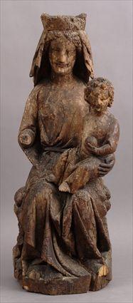 Appraisal: LATE MEDIEVAL CARVED WOOD GROUP OF THE MADONNA AND CHILD